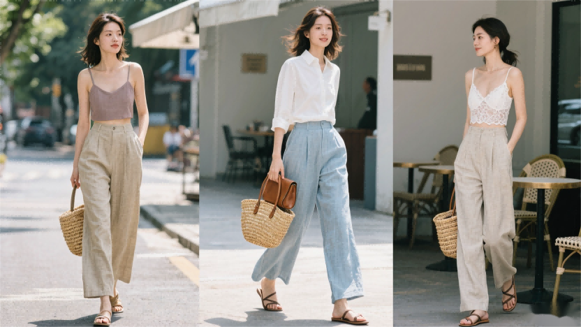亚麻阔腿裤：夏日里的松弛感穿搭指南