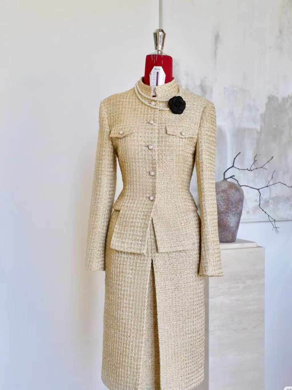 新中式粗花呢套装